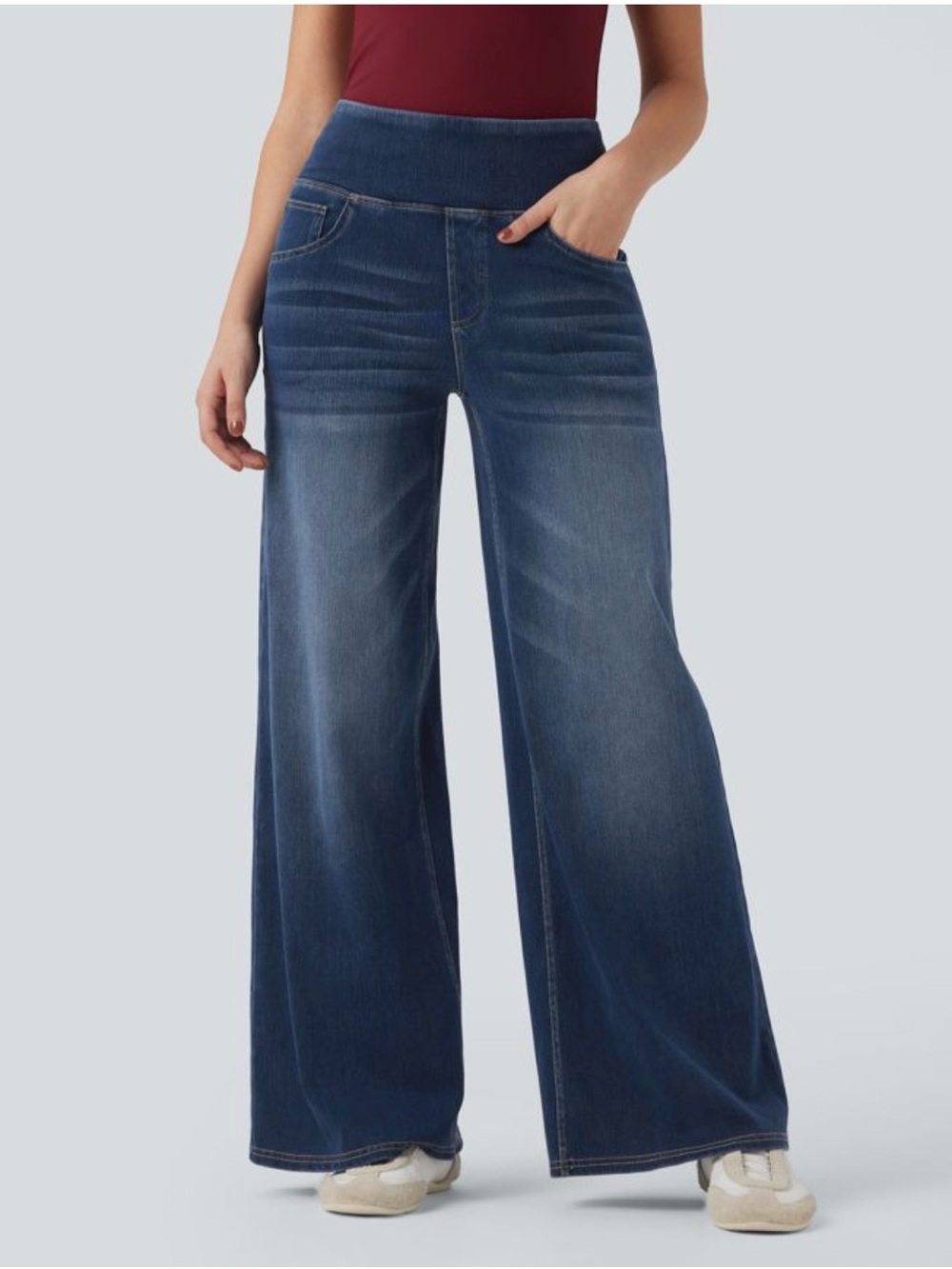 Halara Flex™ Mid Rise Tummy Control Casual Baggy Jeans with Pockets